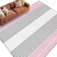 thumbnail image 2 of 6'x9' Area Rugs, Pink Striped Indoor Outdoor Area Rug for Living Room Bedroom, Multicolor Grey White Horizontal Stripes Washable Bathroom Rugs Kitchen Floor Carpet Mats Home Decor Aesthetic, 2 of 8
