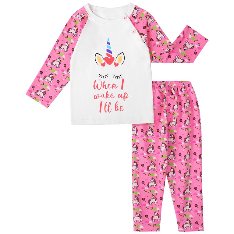 URMAGIC Toddler Kids Little Girls Long Sleeve Tops Pants Unicorn Pjs Set  Sleepwear