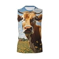 thumbnail image 6 of Lsque Daisy Flower Field Cow Print Men's Cotton Blend Sleeveless Muscle Shirts (S-3XL)- Moisture Wicking, Odor Protection, UPF 30+,Small, 6 of 8