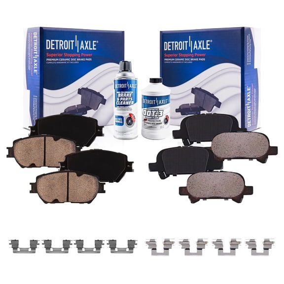 Detroit Axle - Brake Pads for 2002-2006 Toyota Camry 2003 2004 2005 Front and Rear Ceramic Brake Pads w/ Hardware