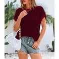 thumbnail image 5 of Womens Short Sleeve Sweater Spring Summer 2025 Round Neck Striped Pullover Cap Sleeve Knit Sweater Vest Tops, 5 of 8
