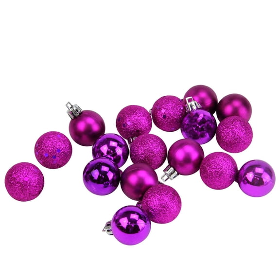 18ct Eggplant Purple 4-Finish Shatterproof Christmas Ball Ornaments 1.25" (30mm)