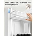 thumbnail image 3 of Over the Door Broom Holder with Cleaning Supply Organizer, Wooden Mop and Broom Holder Wall Mount, 4 Grips, 2 Hooks, No-Drill Storage Rack, Mop Hanger for Laundry Room, Garage, Storage, 3 of 7