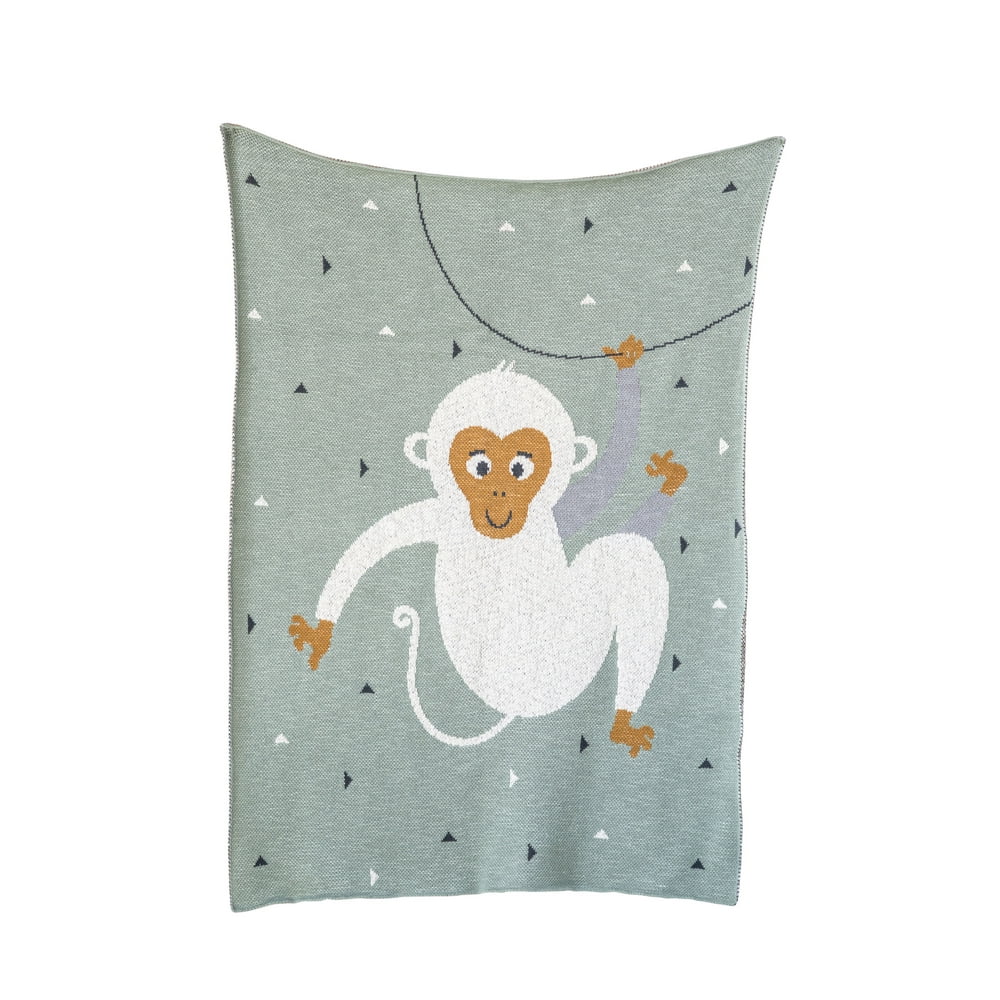 Mint Green Cotton Knit Monkey Blanket - Walmart.com - Walmart.com