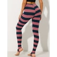 thumbnail image 4 of DARING DIVA High Waist Elastic Waistband Stirrup Pant XS Navy Pink-Stripe, 4 of 6