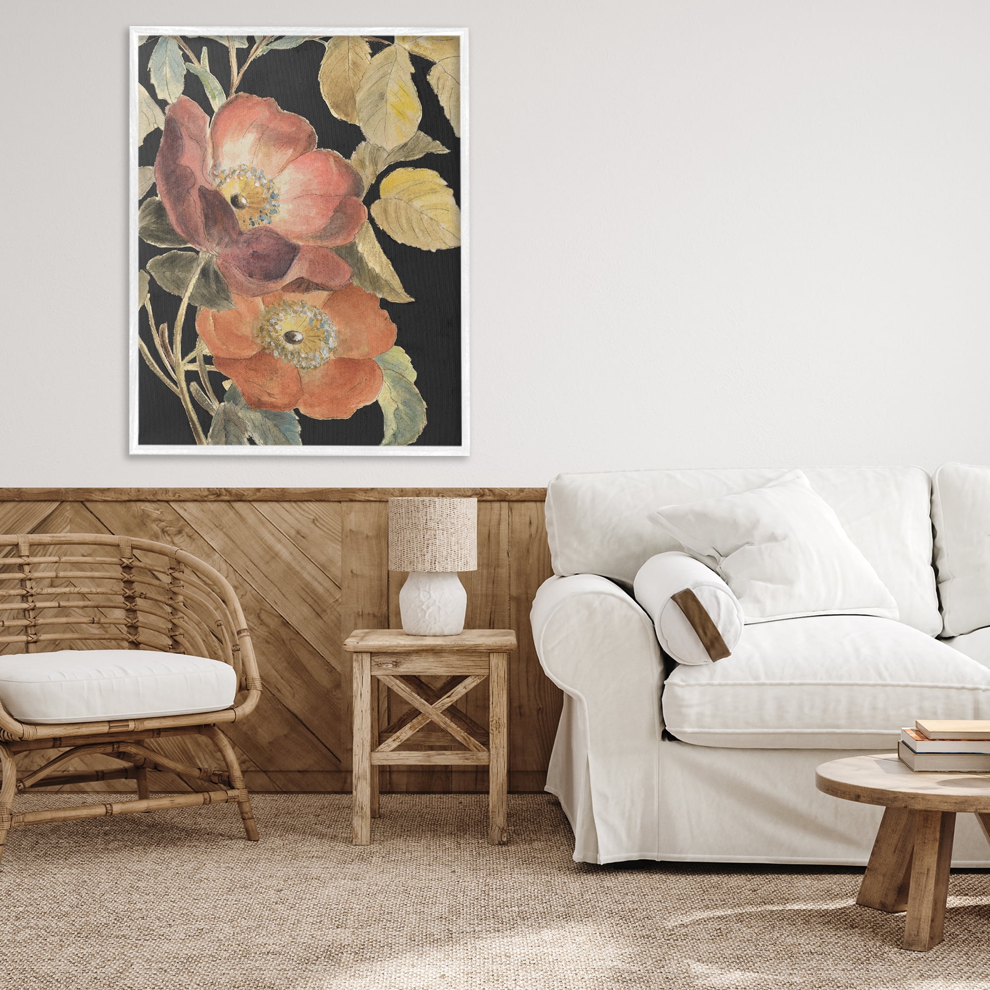 Stupell Industries Red Flower over Black White Framed Giclee Art, design by Lanie Loreth
