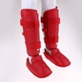thumbnail image 2 of PU Cuero Shin Guard Boxeo Kickboxing Taekwondo Protector de empeine Shinguard XS Red Sunnimix Guardias Shin Instep, 2 of 8