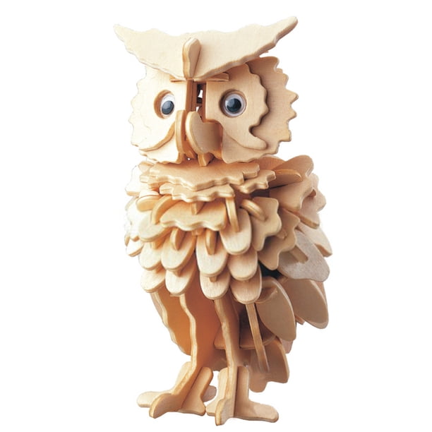 FELTECHELECTR Rompecabezas de madera 3D con forma de búho, juguete educativo para niños y adultos.