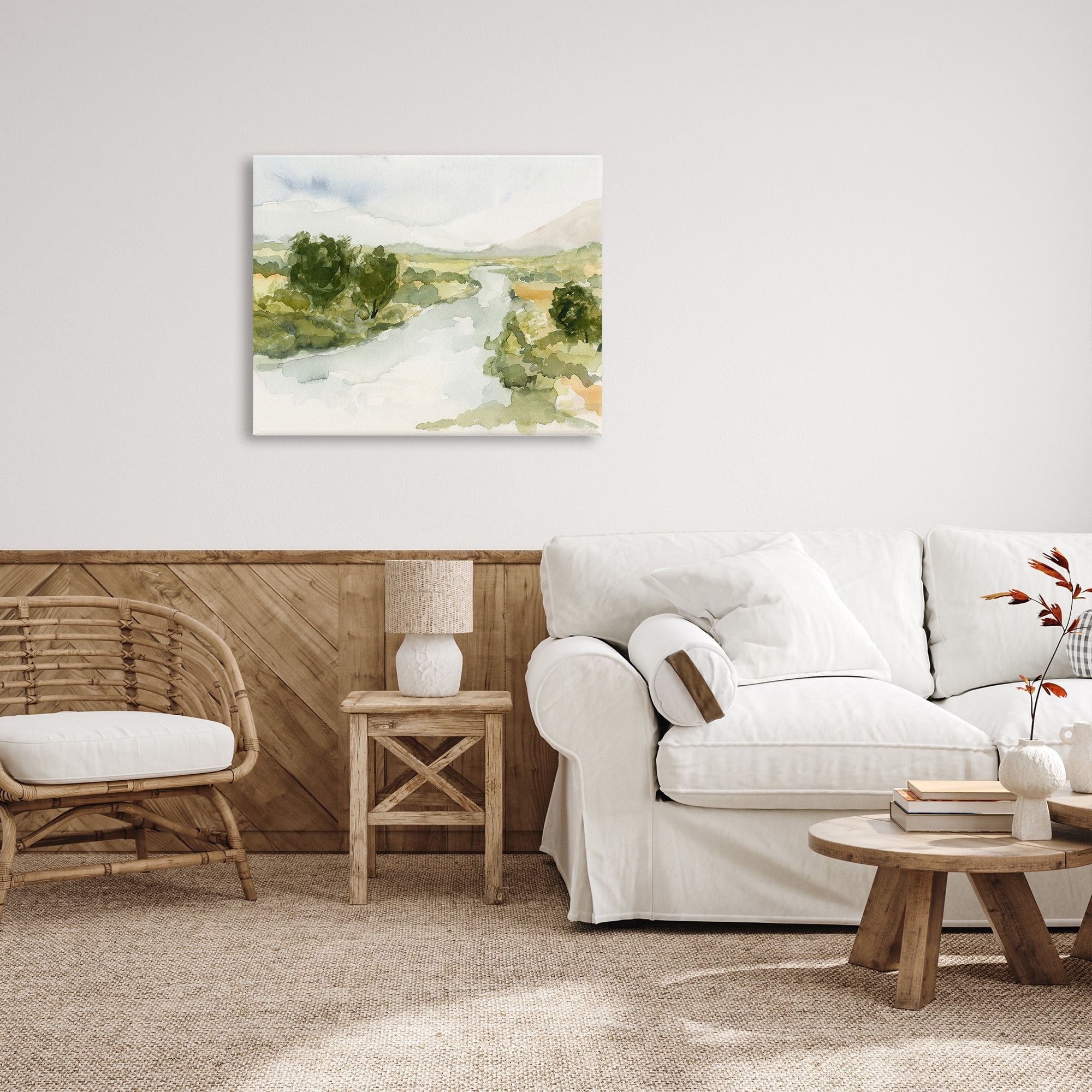 Stupell Industries Natural Flowing Stream Landscape Painting Gallery Wrapped Canvas Art Print Wall Art, 40 x 30