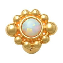 Anygolds 14K Real Solid Gold 3mm Round Opal Flower Cartilage Daith Helix Tragus Conch Rook Snug Ear Post Stud Piercing Earring Body Jewelry 18Gauge - MBJ3636-OPY Yellow Gold