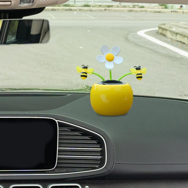 Solar Powered Shaking Head Car Ornament Dashboard Decoration Bee