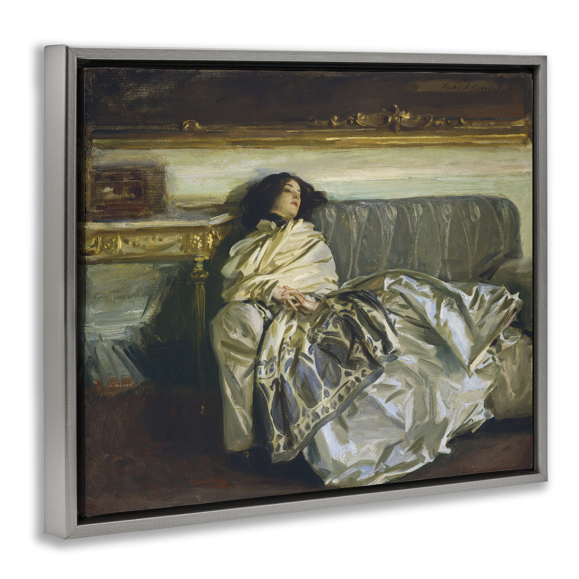 Stupell Industries Restful Woman Classic Gray Framed Floater Canvas Wall Art, design by Lil' Rue