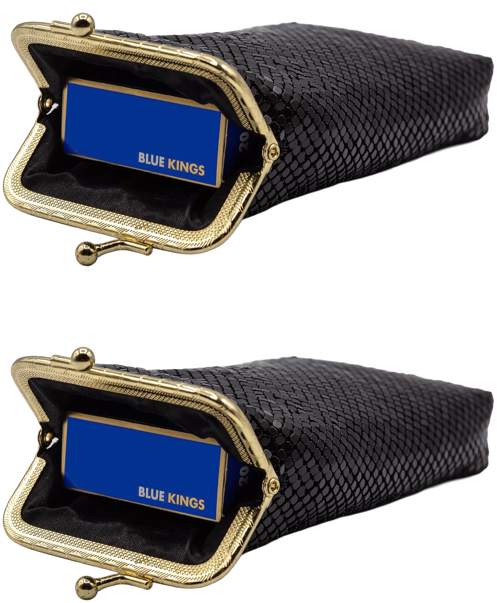 Set of 2 Vintage Soft Metallic Mesh Long Cigarette Case Purses (4mm, Black)