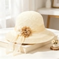 thumbnail image 2 of QASIEATN Womens Comfortable Sun Hats Women's Sun Protective Hat Wide Brim Breathable Openwork Foldable with Embellishments Fall Fashion Accessories, 2 of 3