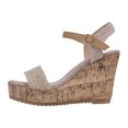 thumbnail image 1 of Bmisegm Ladies Retro Solid Colour Woven Linen Fish Mouth Large Size Slope Heel Wooden Bottom Thick Bottom Buckle Sandals Sandals Women Summer White 7.5, 1 of 9