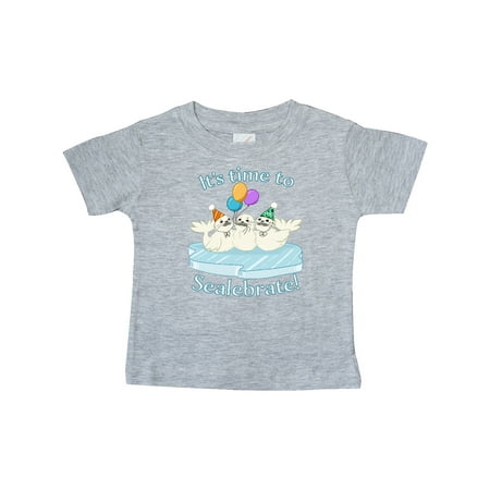 

Inktastic It s Time to Sealebrate Seals with Balloons and Party Hats Gift Baby Boy or Baby Girl T-Shirt
