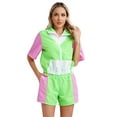 thumbnail image 4 of Haitryli Women's 80s Tracksuit Retro Outfits 2 Piece Zipper Front Jacket with Loose Shorts Fluorescent Green L, 4 of 7
