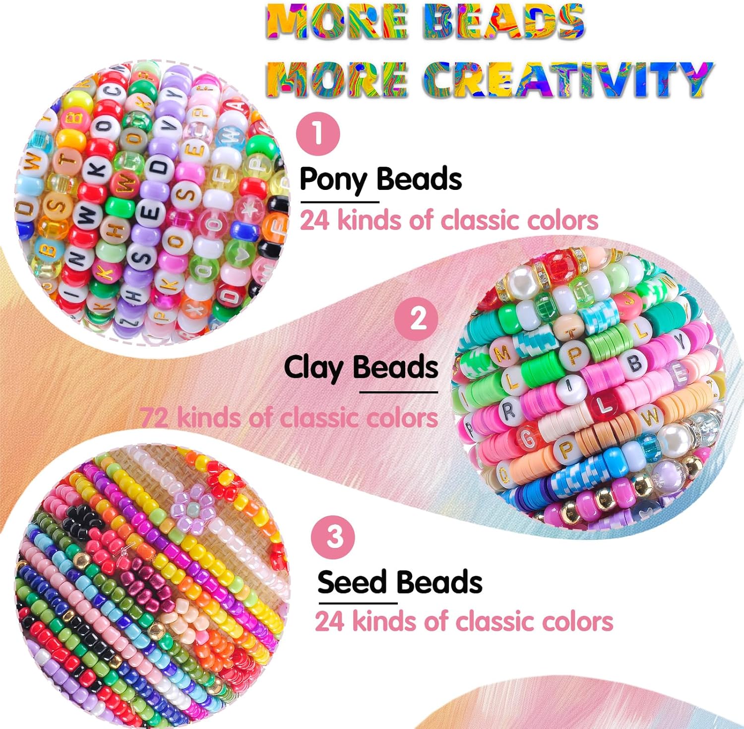 6 Box Set Friendship Bracelet Making Kit - 13000 Pcs, DIY Jewelry Making Set - Includes Clay, Seed, Pony Beads, Charms, and String