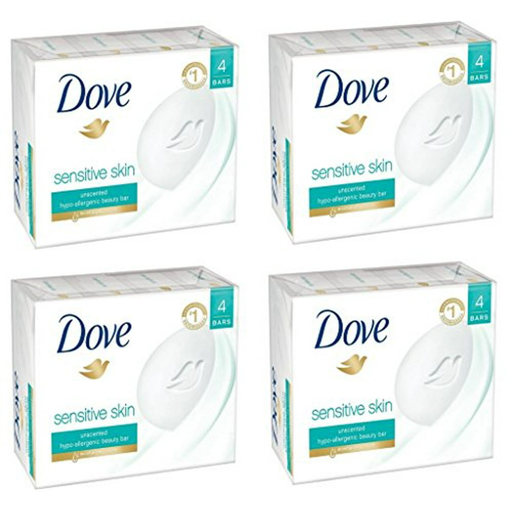 Dove Soap Beauty Bar, Sensitive Skin Unscented, 16Pack. 25 Moisturizing Lotion & Cream. Hypo