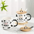 thumbnail image 7 of Farcauo Cute Cow Coffe Mug with Lid and Spoon Cows Print Stuff Gift 400ml Ceramic Tea Coffee Cup Kawaii Cow Mugs Funny 3D Animal Cups Birthday Gifts for Women Girls Animals Lovers, 7 of 7