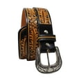 thumbnail image 3 of 39-40  Men's Western Rodeo Fashion Tooled T-wo-Tone Floral Leather Belt 26FK01A, 3 of 3