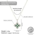 thumbnail image 6 of Copper Zirconia Four Leaf Clover Necklace, Gold & Silver Tone Adjustable Chain with Green Stone Centers, Lucky Charm Jewelry Gift for Women, 6 of 6