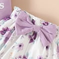 thumbnail image 5 of Baby Girl Clothes Toddler Baby Girls Clothes Outfits 3 Piece Cute Daddy's Girls Ruffle Ribbed Romper Tops Floral Shorts Set + Headband, 5 of 7