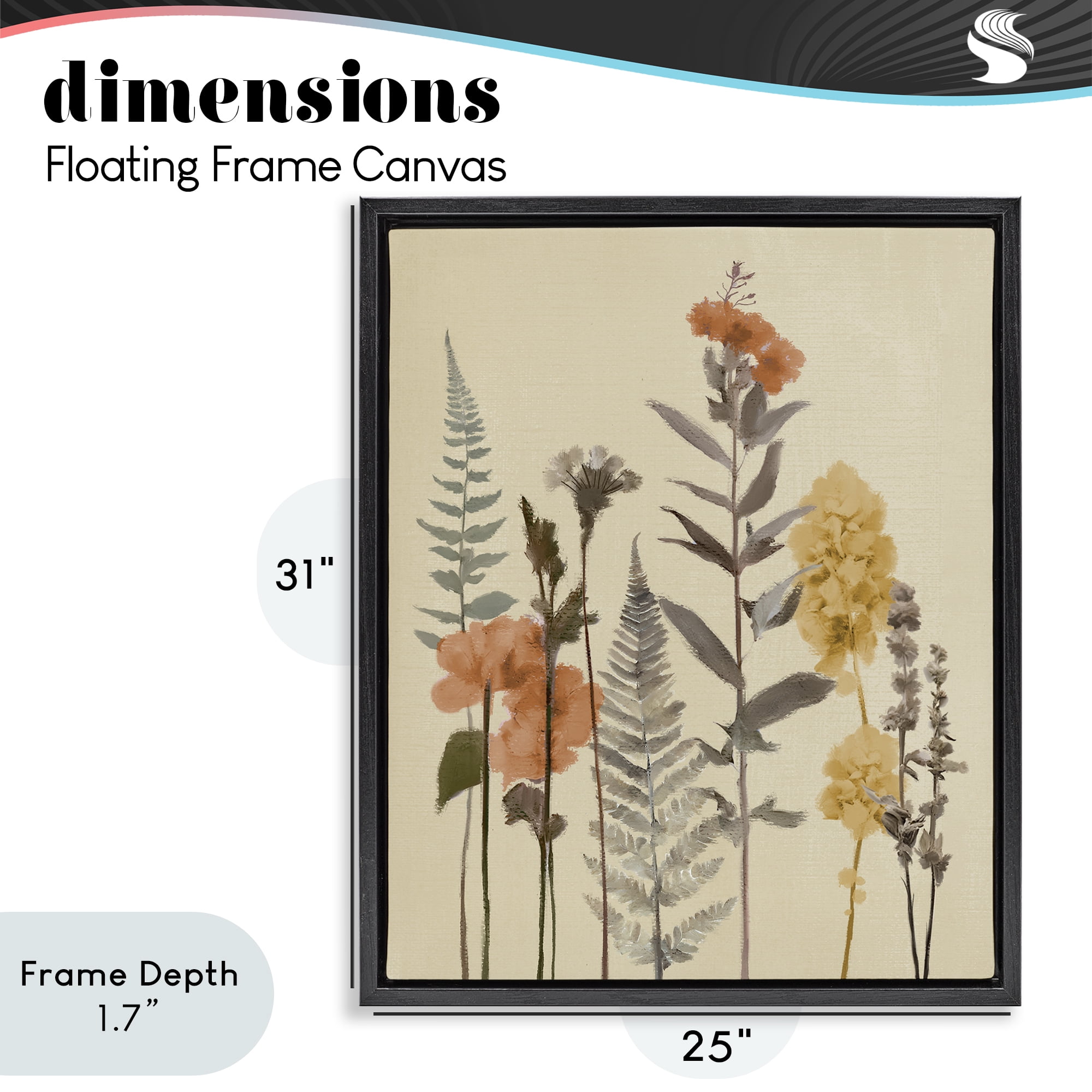 Stupell Industries Fall Botanicals Fresh Ferns Black Framed Floater Canvas Wall Art, design by Elizabeth Medley
