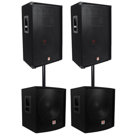 (2) Rockville RSG15 15” 3000w Passive DJ/Pro Audio PA Speaker+(2) 15" Subwoofers
