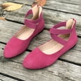 thumbnail image 4 of Xfvqtps Ladys Single Shoes Suede Surface Elastic Ankle Strap Soft Sole Pointy Toe Flats Bottom Ballet Rear Ankle Zipper Shoes New Large Size Shallow Mouth Elastic Flat Shoes Hot Pink, 4 of 8