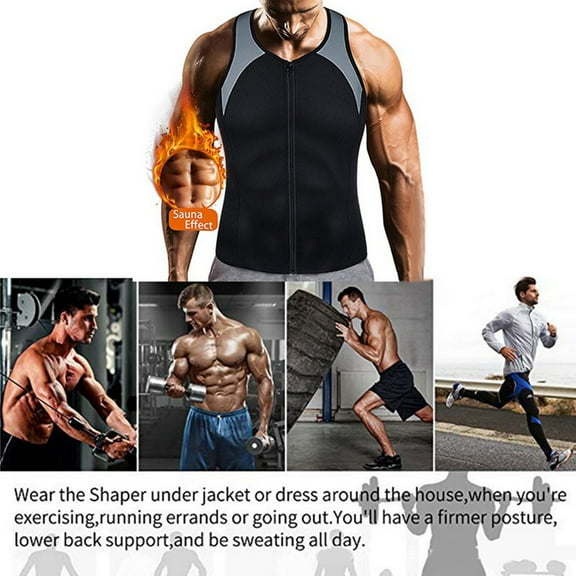 Men Sauna Sweat Vest Tank Top Shirt for Fitness Weight Loss Waist Trainer Workout Vest