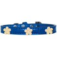 thumbnail image 1 of Gold Flower Widget Croc Dog Collar Blue Size 16, 1 of 1
