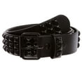 thumbnail image 2 of Three Row of Punk Rock Star Metal Black Studded Leather Belt, 2 of 5
