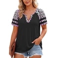 thumbnail image 3 of Graphic Tennis Tees for Women Plus Size Summer Short Sleeve Pullover Tee for Daily Casual Comfort with Crewneck Tunic Style Loose Fit Women’s T-Shirts Purple 3XL, 3 of 3