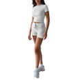 thumbnail image 3 of Womens Two Piece Lounge Sets Casual Summer Outfits 2 Piece Short Matching Clothing Set White Flower Ash S, 3 of 8
