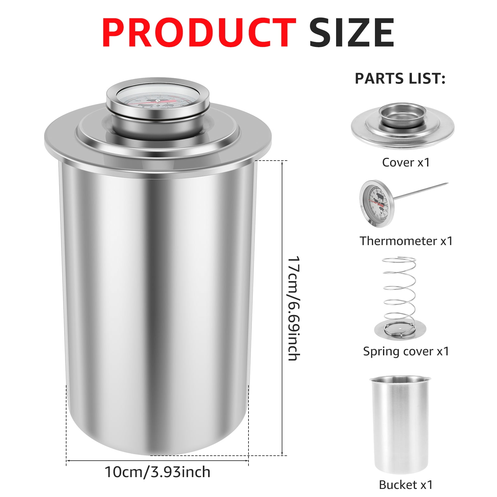 Ikoopy Ham Maker Stainless Steel Meat Press Cooker Large Capacity Ham Press Maker Round Shape Deli Meat Press Mold Healthy Homemade Deli Meat Ham Press Cooker Thermometer for Meat Pork Poultry