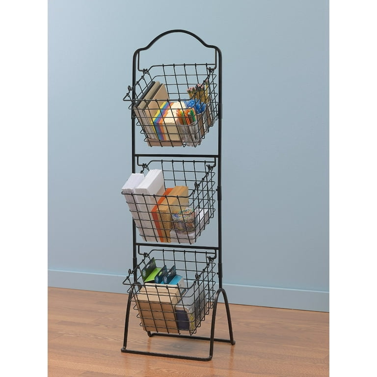 Stackable Metal Storage Basket Heavy Duty Quality Bread Wire Baskets Snack Bins for Office Craft Room Kitchen Pantry Office Garage Market Grocery