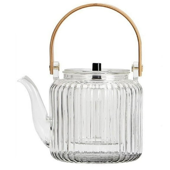 1000ml Glass Teapot Portable Clear Glass Tea Kettle Pot with Metal Handle and Lid