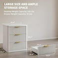 thumbnail image 2 of Fluted Nightstand, Bedside Table with Built-in Charging Station, Featuring 3 Drawer Storage Space, Metal Handles & Curved Edge Design, Mid Century Modern Night Stand, for Bedroom, Living Room, 2 of 7