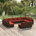 thumbnail image 1 of vidaXL 11 Piece Garden Lounge Set with Cushions Brown Poly Rattan, 1 of 4
