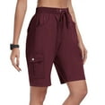 thumbnail image 2 of Women's Running Shorts Elastic High Waisted Shorts With Pockets Loose Casual Dressy Ladies Baggy Cargo Shorts Pants For Hiking, 2 of 7