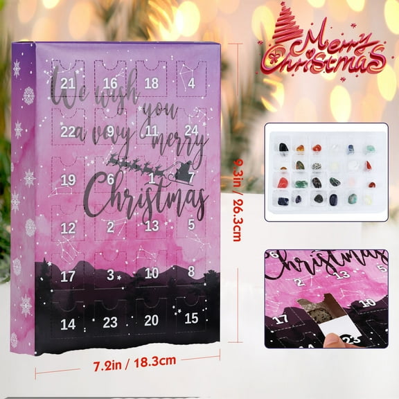 JLFNYA Crystal Advent Calendar 2024,24 Days Natural Healing Crystal Gemstones Minerals & Fossils,Advent Calendar Crystals Christmas Calendar Rocks Collection for Xmas Girls Boys Kids Men Women