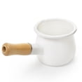thumbnail image 3 of Enamel Milk Pot, 0.6 Quart Mini Butter Warmer Saucepan with Insulated Wooden Handle and Dual Pour Spout, Nonstick Small Soup Pot for Stove Top, Home, Kitchen, Cooking, Heating, Boiling, 18 Oz, 3 of 8