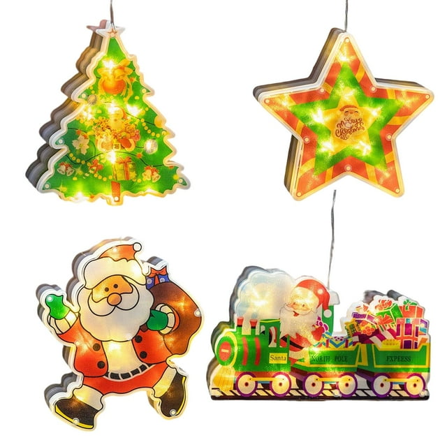 4 piezas de luces de silueta de ventana de Navidad decoraciones para Yuyangstore Luces de hadas de interior