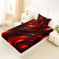thumbnail image 4 of Castle Fairy 3D Metallic Red Wave Twin Sheets 3pcs,Glossy Curved Modern Abstract Bedding,Scarlet Black,1 Fitted Sheet,1 Flat Sheet and 1 Pillowcase, 4 of 6