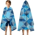 thumbnail image 3 of Blue Geometric Pattern Hooded Bath Towel，50"x30" for Ages 3 To 12 Kids, Quick Dry Lightweight Soft Microfiber Hood Beach Towel Cover Up for Kids, 3 of 7