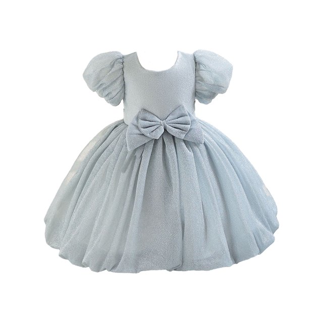 FAIWAD Robe Bouffante pour Bébé Filles Manches Courtes Robe Ligne A Col Rond Manches Lanterne Robe Princesse