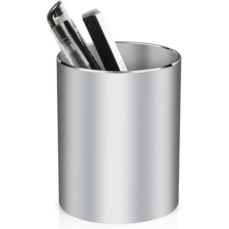 Pen Holder,Pencil Holder,Metal Desk Pen Cup Holder,Desktop Pen Organizer,Makeup Brush Holder,Pencil Cup for Office Home,3.9×3.2 inch,Silver