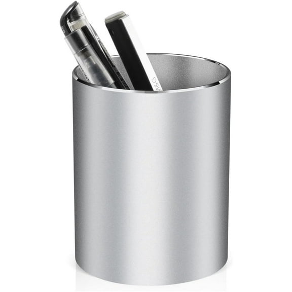Pen Holder,Pencil Holder,Metal Desk Pen Cup Holder,Desktop Pen Organizer,Makeup Brush Holder,Pencil Cup for Office Home,3.9×3.2 inch,Silver