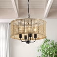 thumbnail image 4 of Aiwen 4-Light Rattan Pendant Light Fixture Cylinder Shade Rustic Kitchen Island Hanging Lighting, 4 of 10
